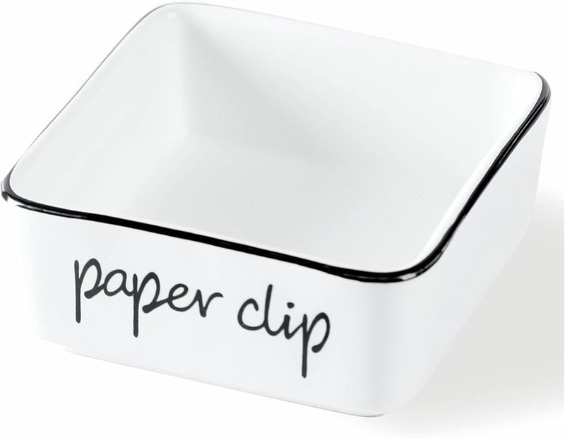 ONTUBE Ceramic Farmhouse Paper Clip Holders for Desk 3.3 Inch, White - Image 1